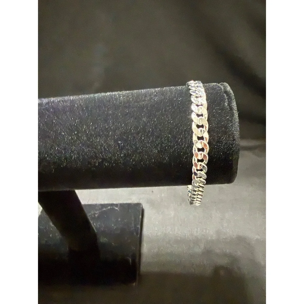 Silver filled concave cuban bracelet 925 stamped 8 inch 6.5mm lobster clasp